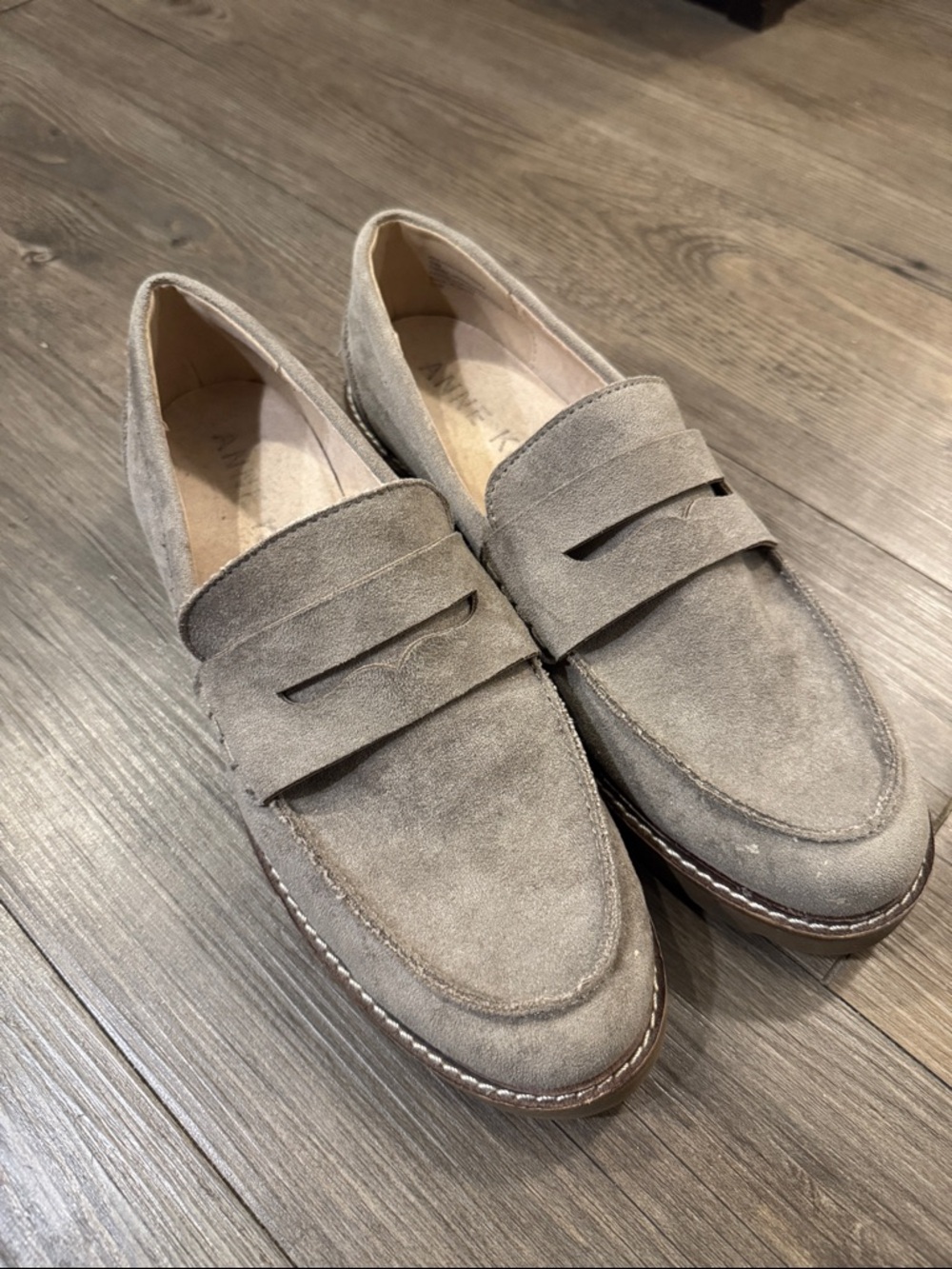 Anne Klein Taupe Everly Suede Loafers. 10. Great Condition!